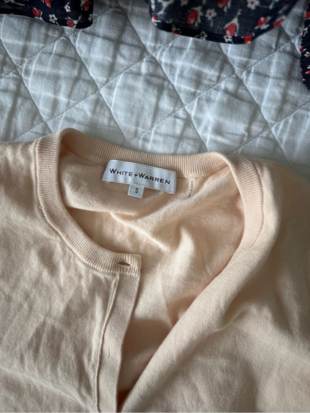 White + Warren Light Blush Button-Front Cashmere Blend Cardigan - Picture 2 of 2